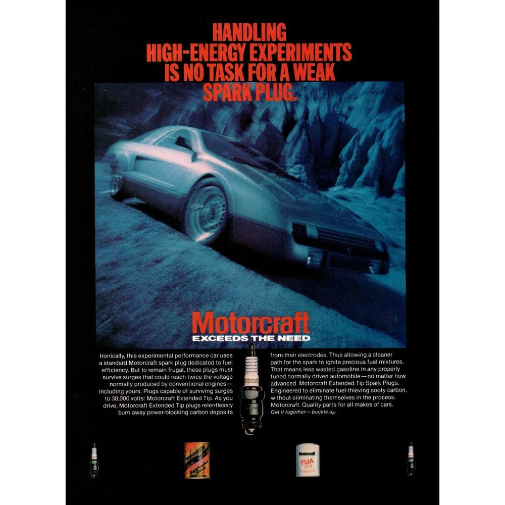 1983 Ford Motorcraft Auto Parts Spark Plug Vintage Print Ad Concept Car Wall Art